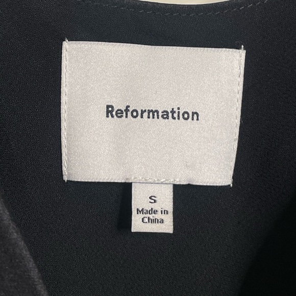 Reformation Lila V-Neck Satin Dress in Black - Picture 6 of 7